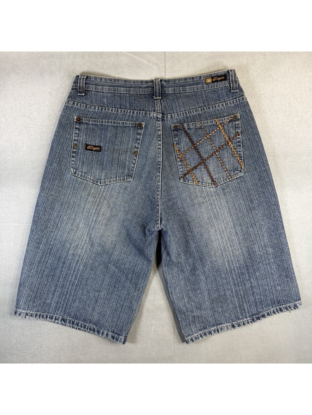 Vintage Enyce Baggy Denim Shorts Jorts Mens 36 Blue Logo Hip Hop Loose Y2K